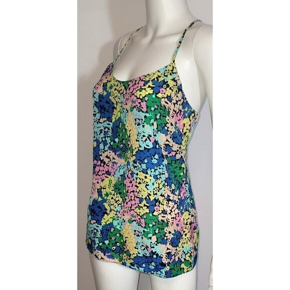 J. Crew Floral Racer Back Top - Size 2 - Picture 3 of 9